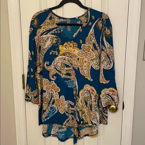 Honeyme Curvy Hi-Low 3/4 sleeve Tie Front Top